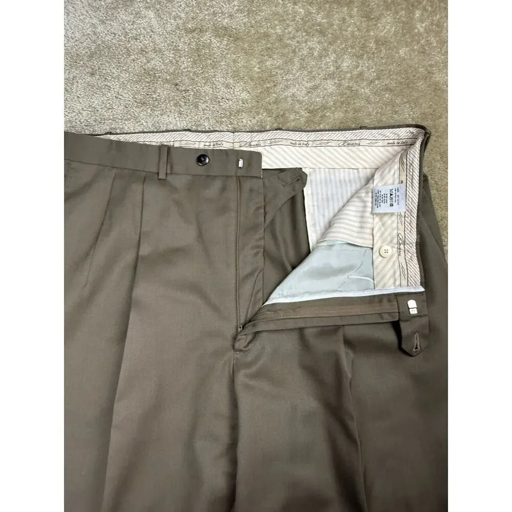 Vintage JB Britches for Nordstrom Mens Wool Dress Pants Sz 40 Pleated Brown A244